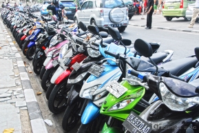 Motorbikes is a major means of transportation in Bali.